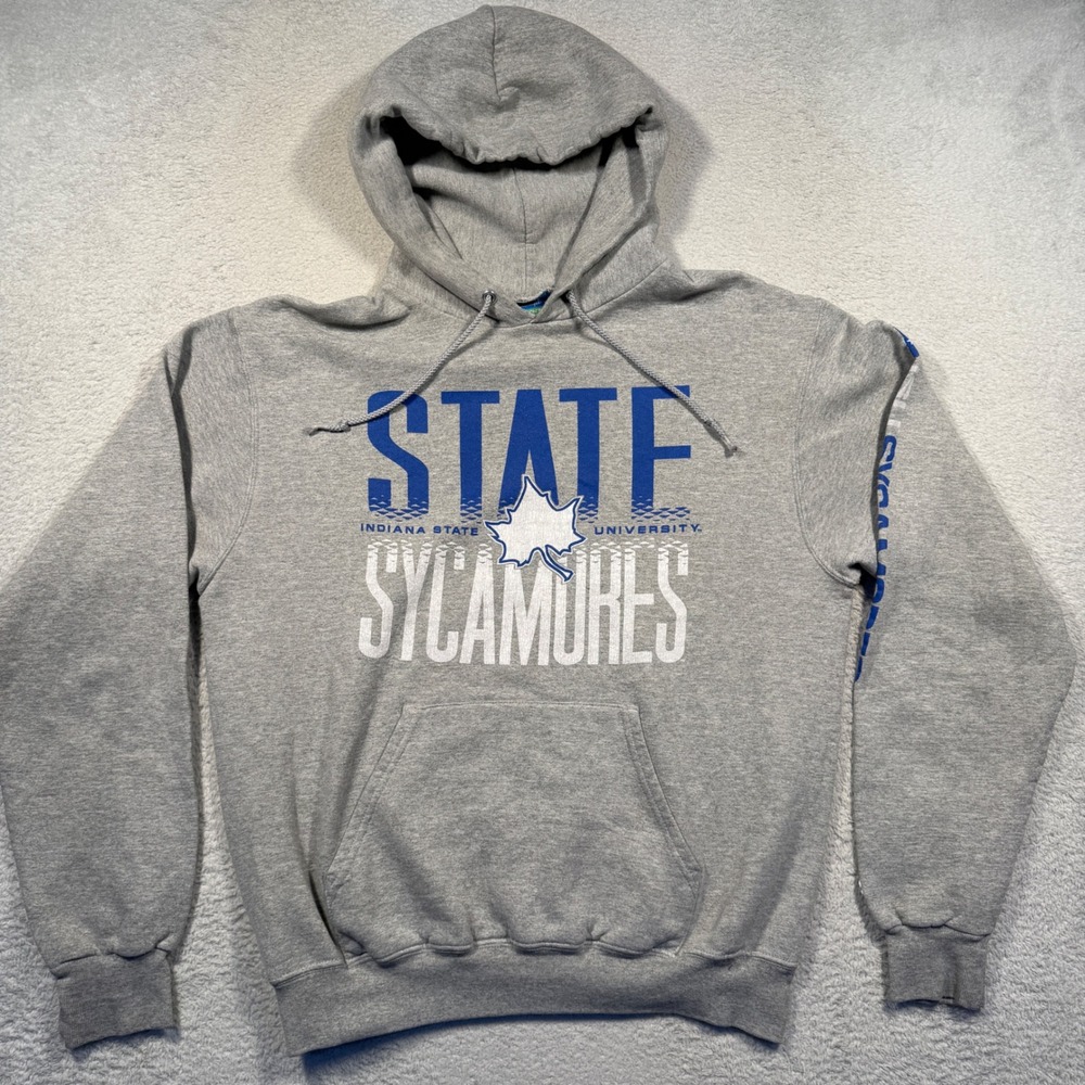 Vintage Y2K Champion Hoodie Adult M Grey Indiana State University‎ Sycamores ISU